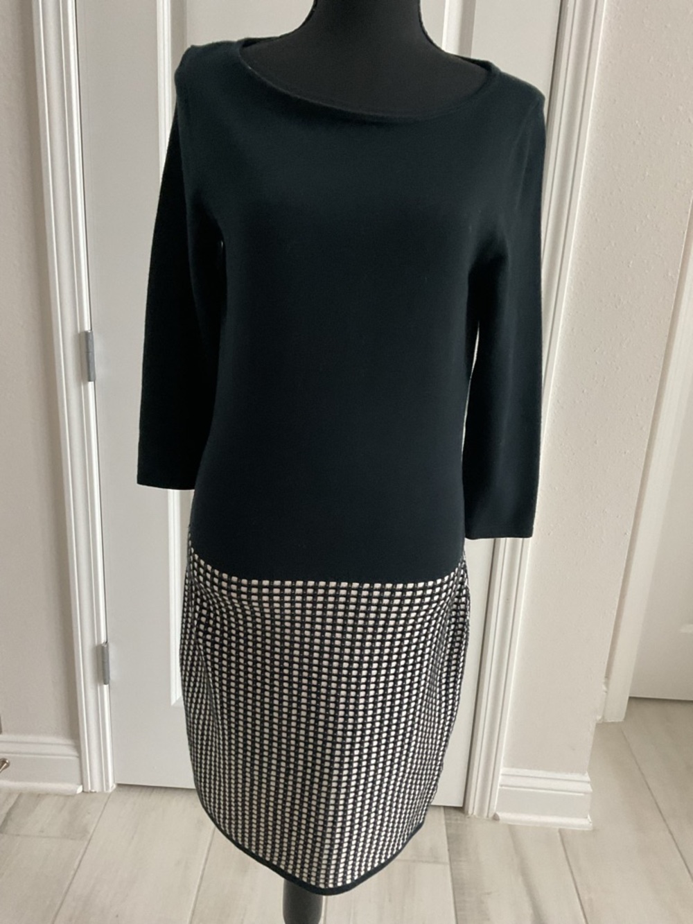 American Living Black Knit Dress with Navy Label
